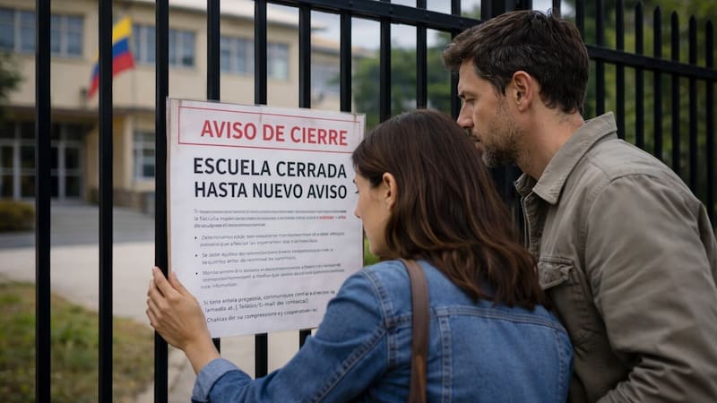 Educación decreta cierre total de escuelas el lunes 12 de octubre. (Imagen creada con IA).