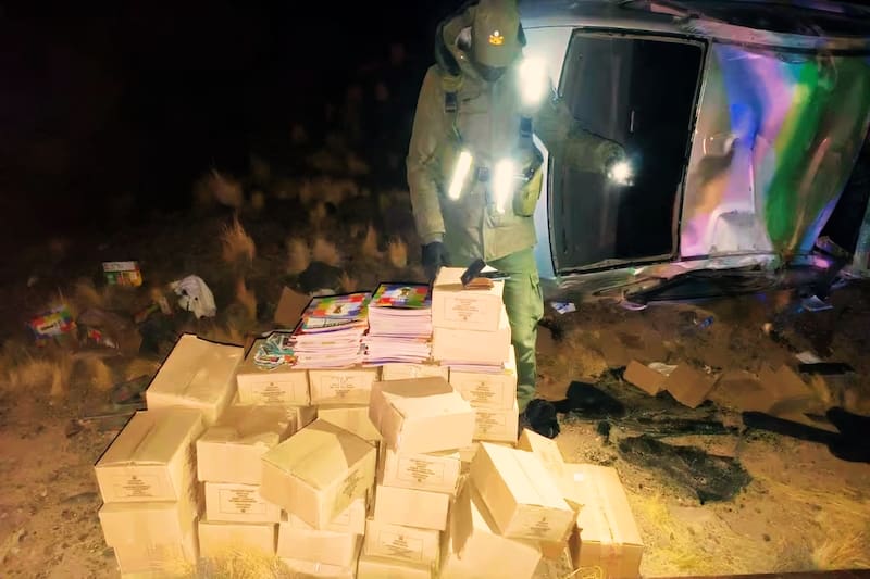 Un camión que contrabandeaba figuras volcó en la Cordillera.