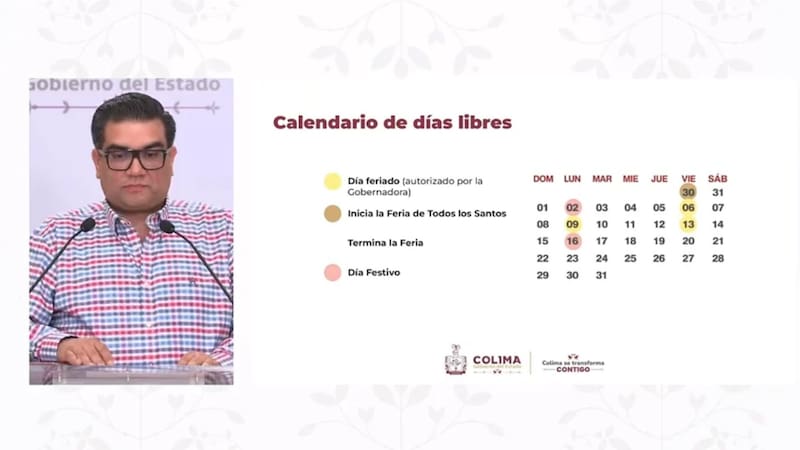 El Gobierno de Colima autorizó días adicionales de descanso para estudiantes y trabajadores con motivo de la Feria de Todos los Santos.