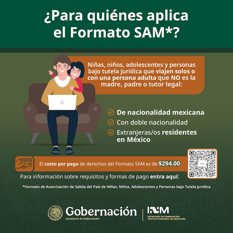Flayer con información sobre el Formato SAM del INM.