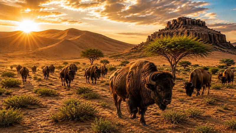 Fracasaron al plantar árboles y soltaron 50 bisontes en un desierto abandonado por 100 años.
