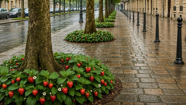 Una ciudad de Francia plantó fresas silvestres alrededor de los árboles urbano: cualquier persona puede cosecharlas y tomarlas gratuitamente