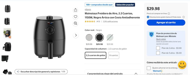 El equipo permite preparar diferentes comidas sin necesidad de sumergirlas en abundante grasa, aunque el resultado depende del alimento y de la preparación elegida.