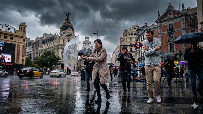 La Agencia Estatal de Meteorología advierte que el desplome de los termómetros traerá de vuelta las lluvias, las heladas y la nieve a varias regiones del país. (Imagen generada por Inteligencia Artificial).