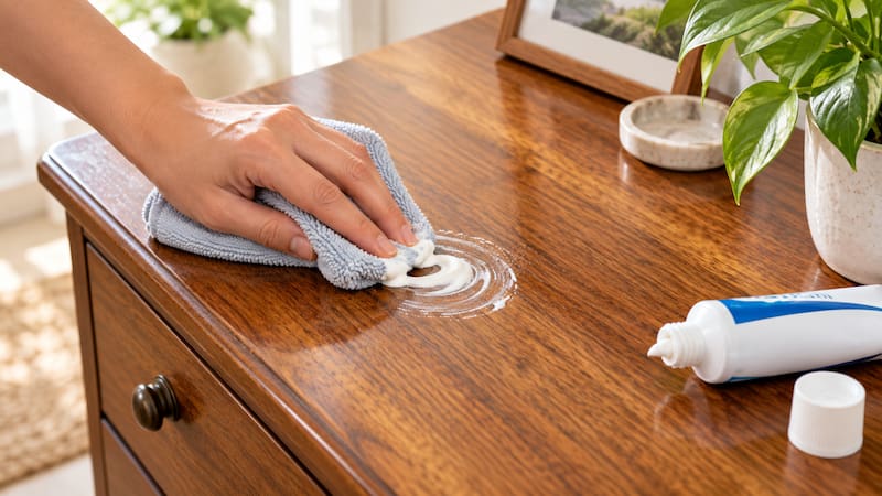 Después de frotar, se recomienda retirar completamente el producto con un paño apenas húmedo y secar bien la superficie, evitando dejar restos de humedad sobre la madera.