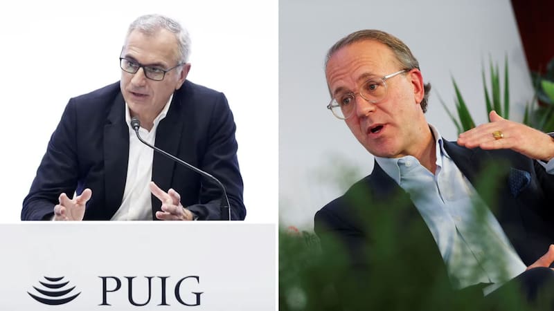 Izquierda: Marc Puig, presidente ejecutivo de Puig. Derecha: Stéphane de La Faverie, CEO de Estée Lauder. Foto: EFE/Reuters