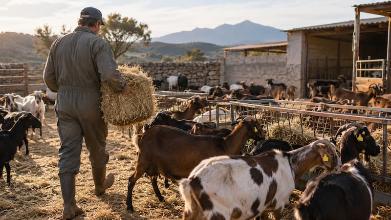 Gonzalo Martínez, ganadero con 1500 cabras: “Puedo vivir de mi actividad. Eso sí, trabajo unas 80 horas a la semana” (foto: ChatGPT)