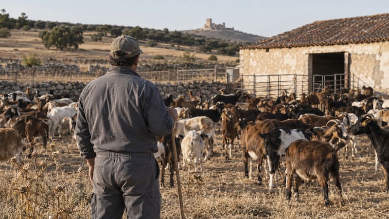 Gonzalo Martínez, ganadero con 1500 cabras: “Puedo vivir de mi actividad. Eso sí, trabajo unas 80 horas a la semana” (foto: ChatGPT)