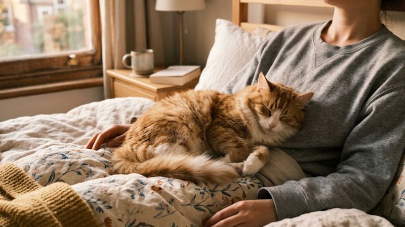 Qué significa que tu gato duerma arriba tuyo, según los especialistas.