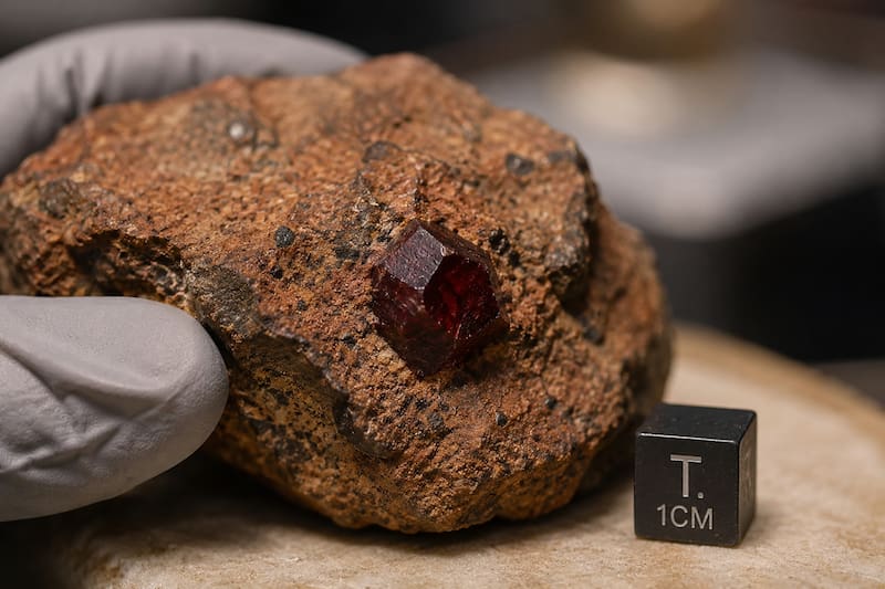 La muestra pertenece al meteorito NWA 8171, recuperado años atrás y conservado en el Museo Real de Ontario. (Imagen ilustrativa creada con IA)