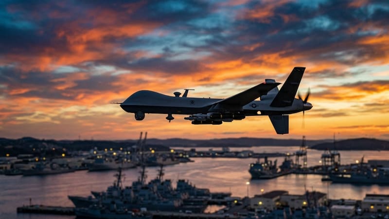 El gobierno británico anunció una inversión de más de 5.000 millones de libras esterlinas, unos 5.795 millones de euros, en drones y sistemas autónomos para sus Fuerzas Armadas. (Imagen ilustrativa generada con IA)