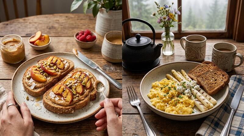 Scrambled eggs and peanut butter toast are two popular breakfast options that can affect blood sugar differently.