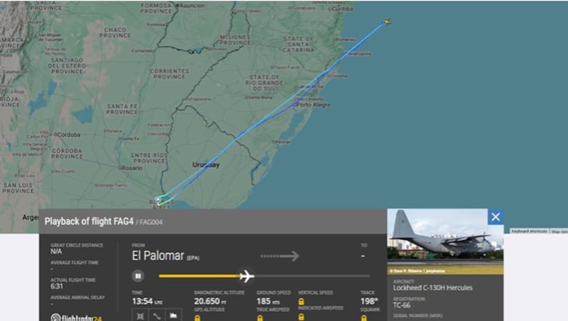 El Hércules tuvo que volver a la Argentina cuando sobrevolaba Brasil