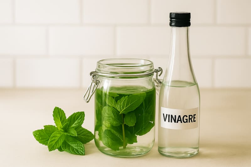 Método casero de vinagre y hojas de menta