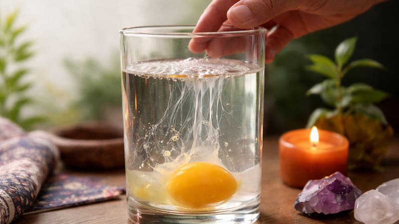 La curiosidad suele aparecer en el momento clave: cuando el huevo se rompe en un vaso de agua y aparecen formas que muchos intentan interpretar.