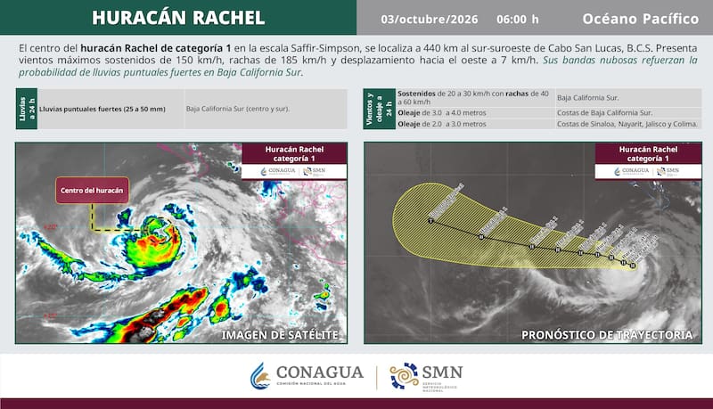 " Las lluvias fuertes a intensas podrían estar acompañadas con descargas eléctricas, rachas de viento y caída de granizo", informó el Gobiern de México.