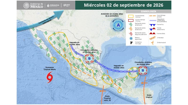 Llega la primera tormenta tropical del mes con un huracán que traerá vientos de 130 kilómetros este miércoles 2 de septiembre