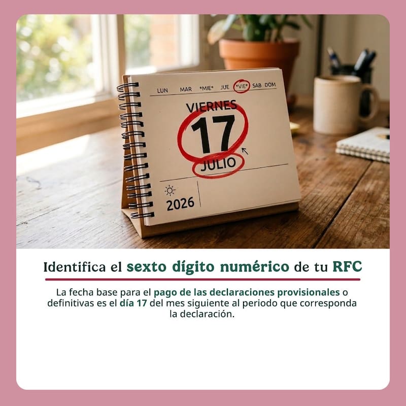 La fecha base para el pago de las declaraciones provinciales o definitivas es el día 17 de cada mes.
