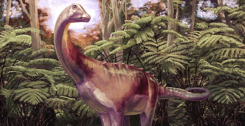 Ilustración del primer dinosaurio hallado en la Antártida.