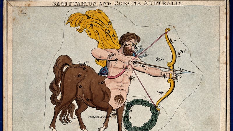 V0024928 Astrology: signs of the zodiac, Sagittarius. Coloured engrav
Credit: Wellcome Library, London. Wellcome Images
images@wellcome.ac.uk
http://wellcomeimages.org
Astrology: signs of the zodiac, Sagittarius. Coloured engraving by S. Hall.
after: Sidney HallPublished: -
Copyrighted work available under Creative Commons Attribution only licence CC BY 4.0 http://creativecommons.org/licenses/by/4.0/