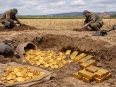 Descubrimiento histórico| Extraen monedas y lingotes de oro en un campo sembrado y proviene de un solo país
