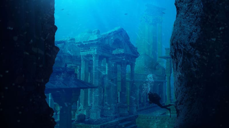El hallazgo de arqueología del siglo: descubren una metrópolis similar a Atlantis en lo más profundo de un lago (Fuente: ChatGPT - creada con IA).