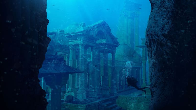 El hallazgo de arqueología del siglo: descubren una metrópolis similar a Atlantis en lo más profundo de un lago (Fuente: ChatGPT - creada con IA).