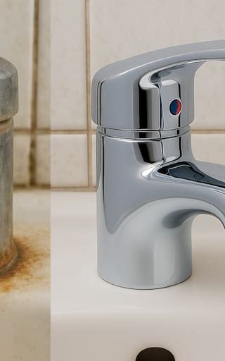 Ni ácido ni carbonato: el método viral para eliminar el sarro de los grifos y las manchas amarillentas del inodoro al instante