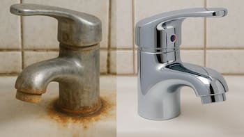 Ni ácido ni carbonato: el método viral para eliminar el sarro de los grifos y las manchas amarillentas del inodoro al instante