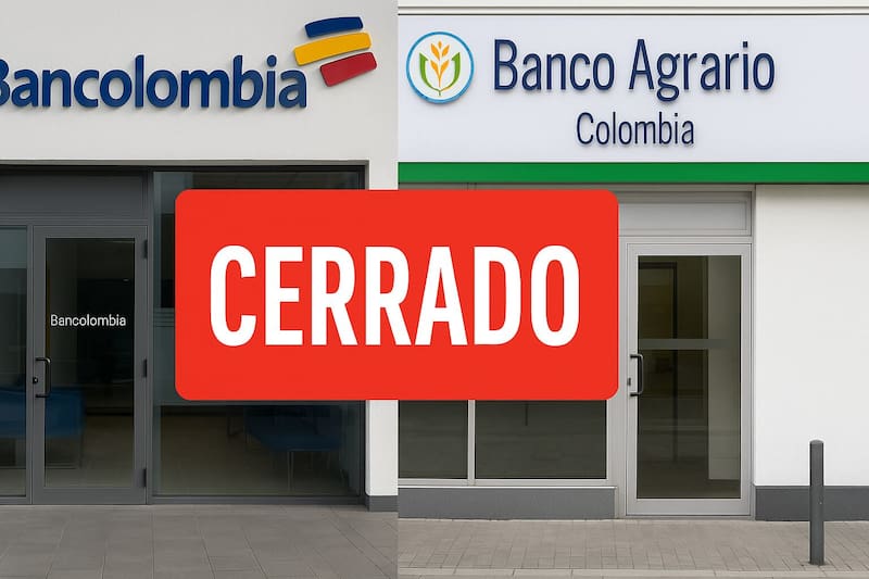 Banco Agrario y Bancolombia no abrirán este lunes en todo el país.
