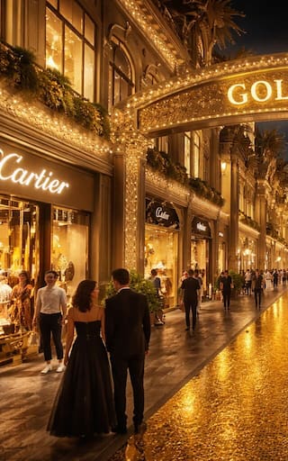 Construyen una calle cubierta de oro en el distrito más lujoso del país: albergará más de 1000 tiendas