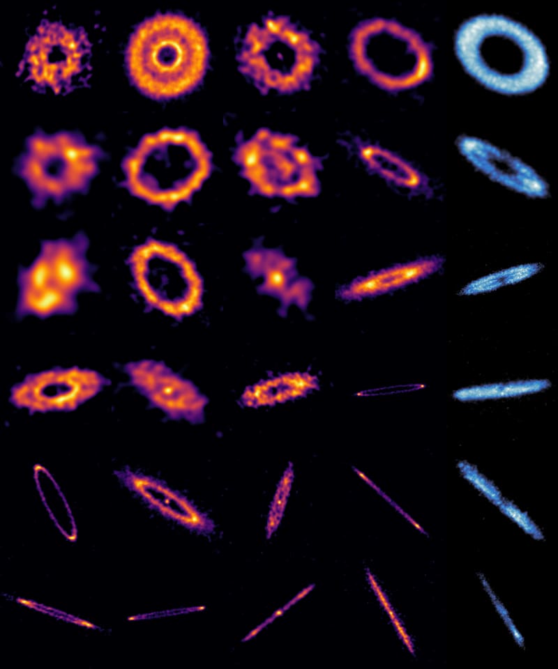 Las observaciones de ALMA permiten identificar anillos, huecos y asimetrías en discos de escombros exoplanetarios.