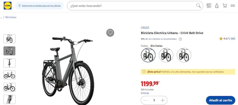 Largas filas en Lidl por esta bicicleta eléctrica urbana: cuenta con una batería potente y no necesita cambios de marcha (foto: Lidl).