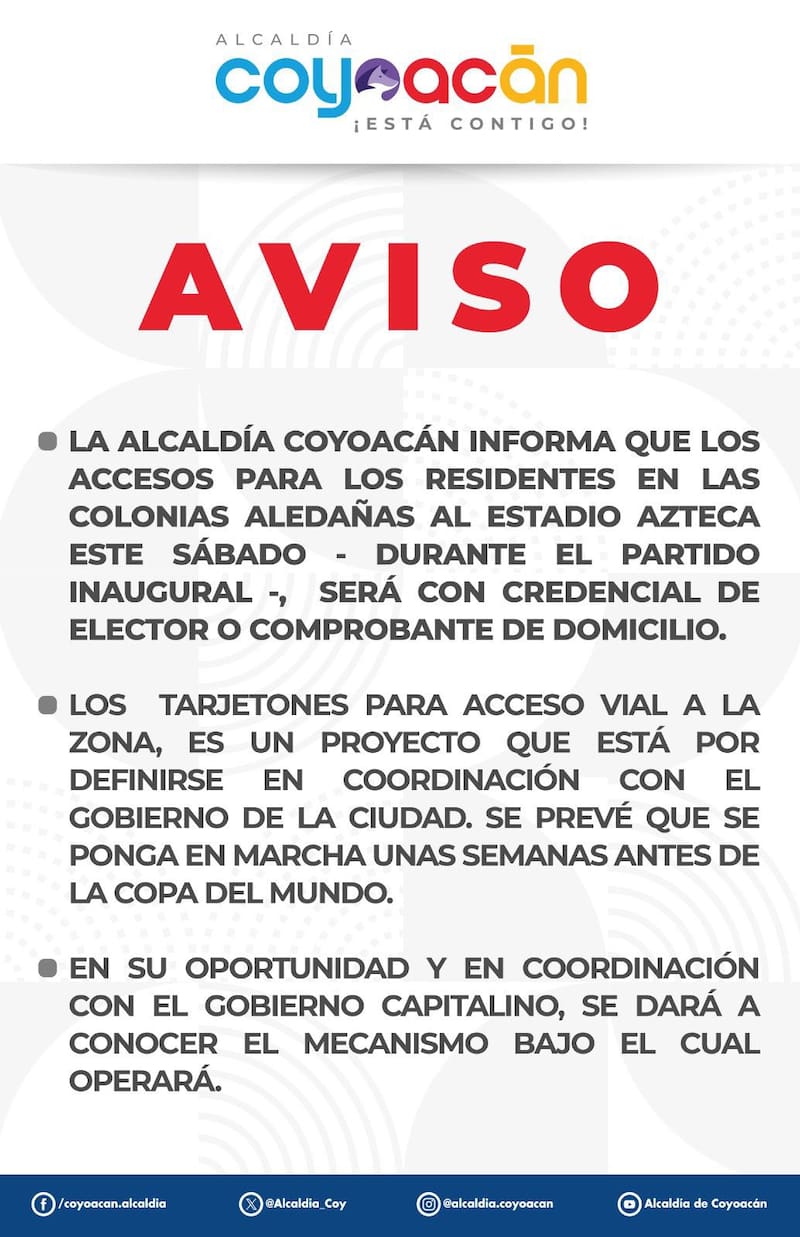 Los habitantes de estas colonias no podrán entrar ni salir sin estos documentos.