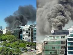 Increíble incendio en pleno microcentro: 200 evacuados y una columna de humo en la 9 de julio
