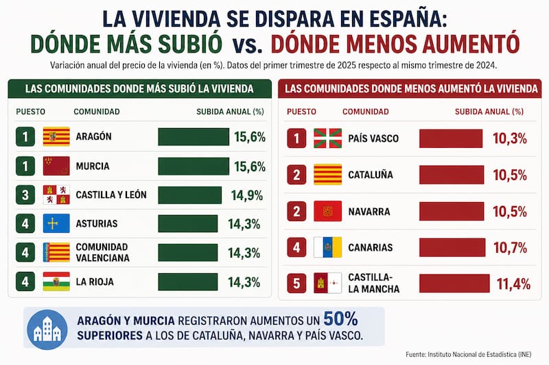 INFOGRAFÍA 1: “Dónde más subió vs. dónde menos aumentó la vivienda"