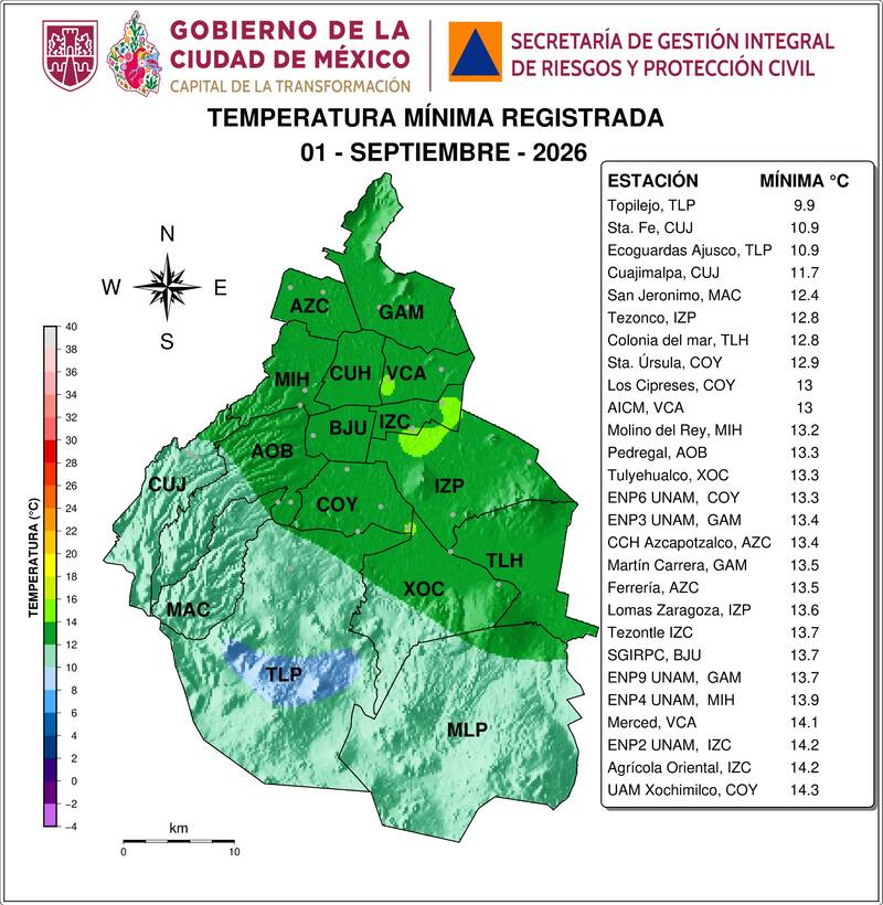 Zonas más frías en México hoy.
