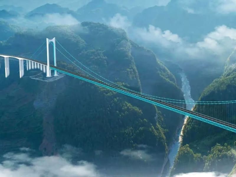 Construyen el puente colgante más largo del mundo: soportará 6 carriles para autos, vías de tren y es el mayor orgullo del país