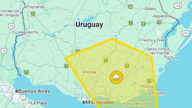 Inumet emite alerta amarilla