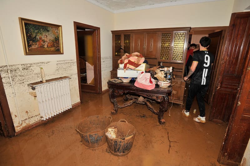 Vivienda de la región de Madrigueras (Albacete) anegada a causa de la riada del viernes 2.