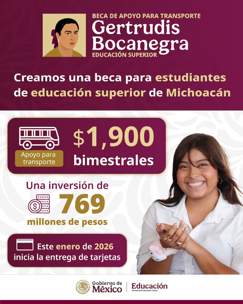 Nueva beca para estudiantes de Educación superior en Michoacán.