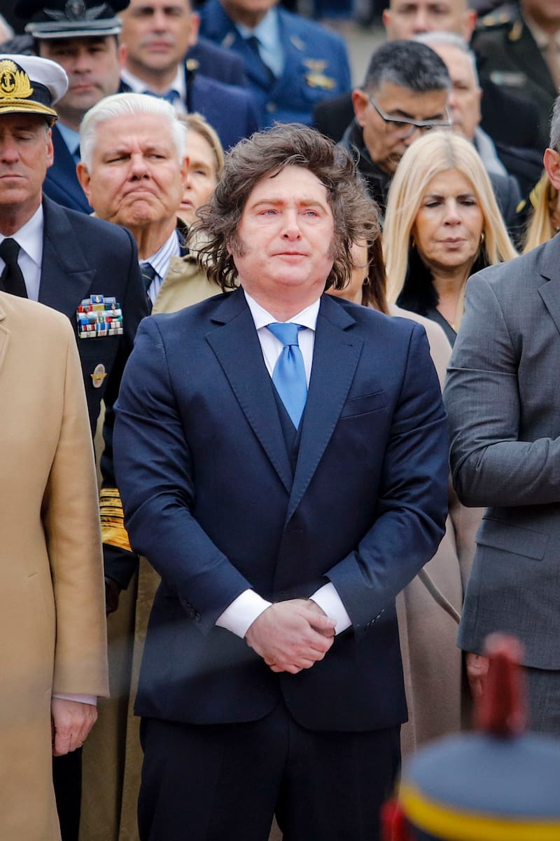 Milei el lunes, durante el acto en homenaje a San Martín; fue su primera aparición pública en 10 días