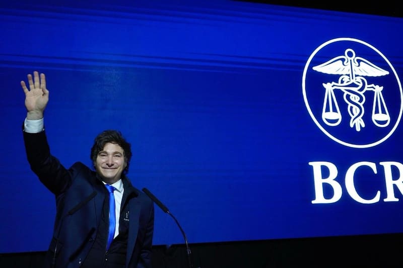 Javier Milei en la Bolsa de Comercio de Rosario