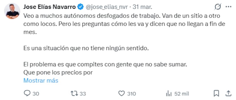 José Elías, empresario multimillonario, advierte a los autónomos: "Competir con gente que no está preparada es una ruina".