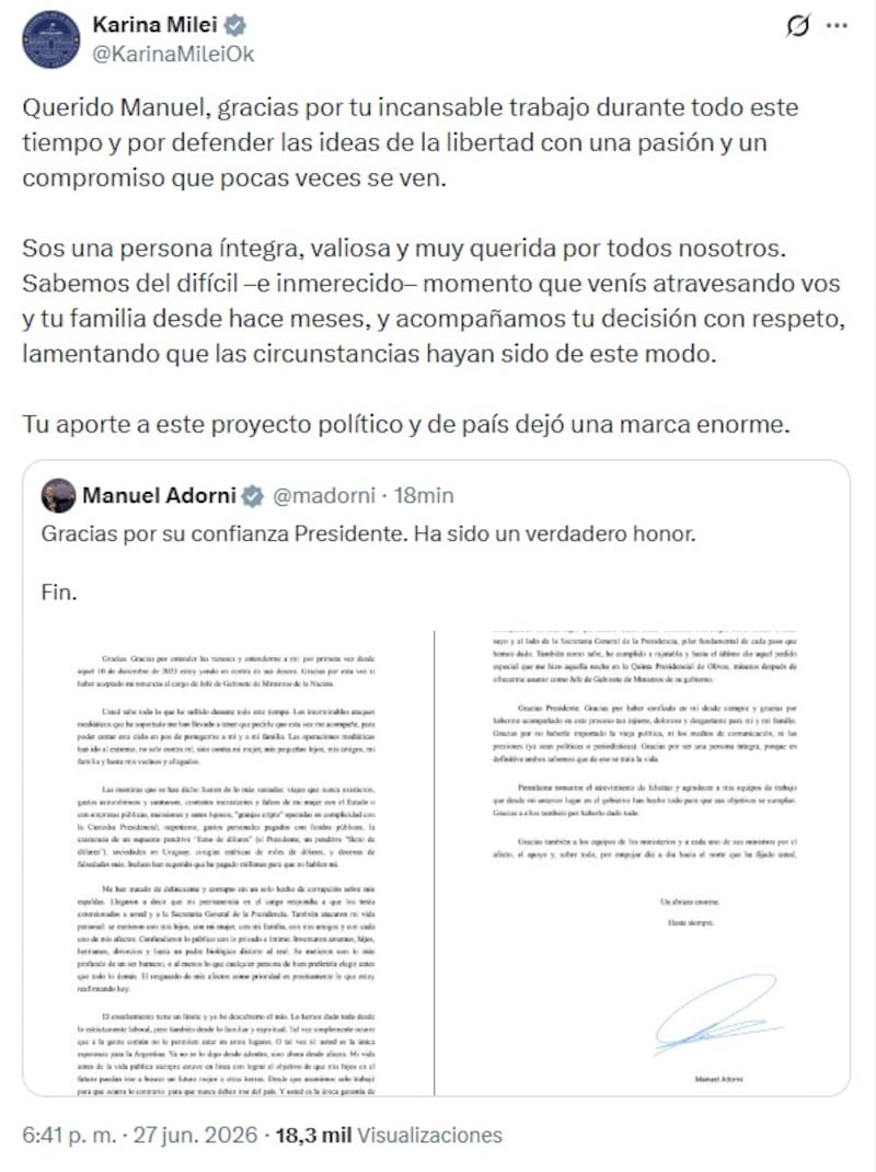 El mensaje de Karina Milei en X