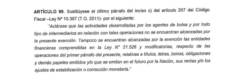 Kicillof propone suprimir la exención de Ingresos Brutos a los bonos u otros títulos emitidos por la Nación (Artículo 99 - Ley Impositiva 2026)