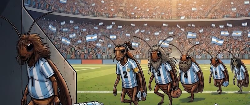 La pieza induce a jugar la idea de "kukas" con cucarachas.