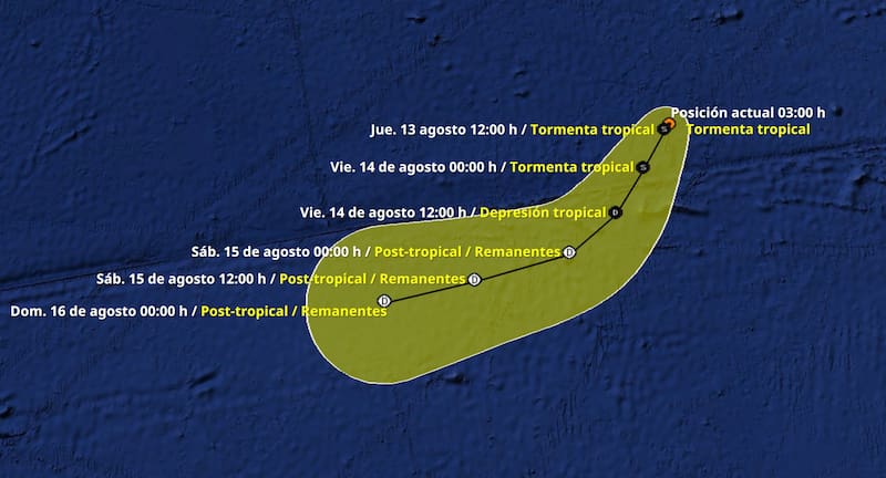 Ocho-E se ha intensificado a la Tormenta Tropical Hernan en el océano Pacífico.