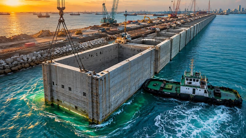 La gigantesca muralla submarina forma parte de la expansión del Puerto de Tuas, un megaproyecto que busca convertir al país en uno de los principales centros logísticos del planeta.