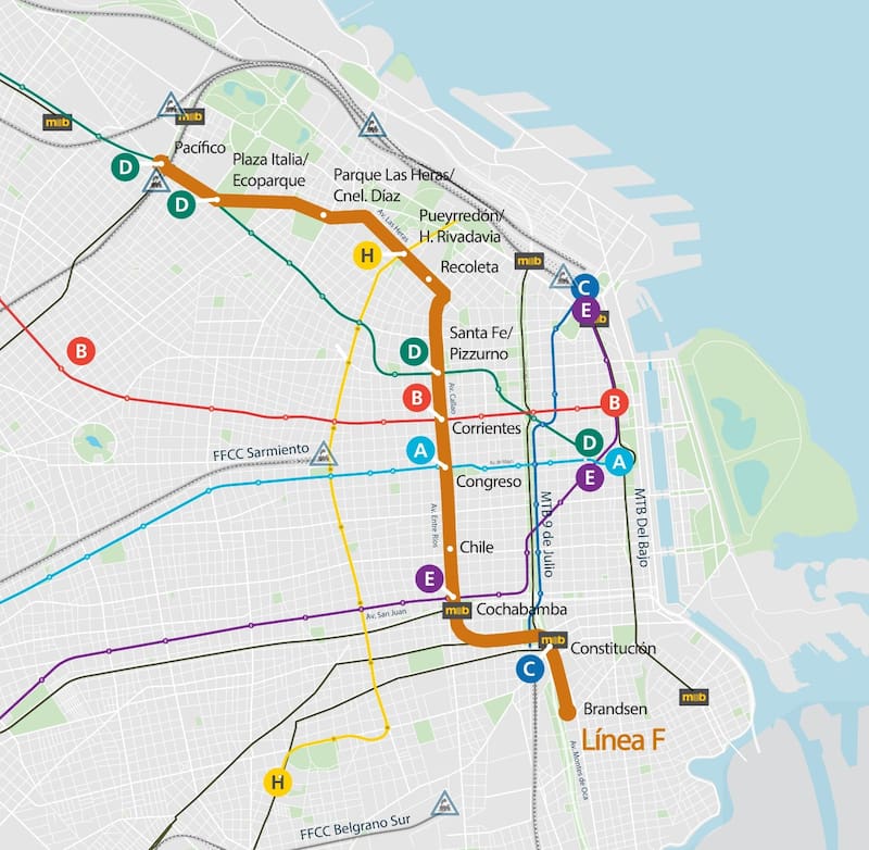 La línea F tendrá una extensión de 9,8 kilómetros y contará con 12 estaciones
